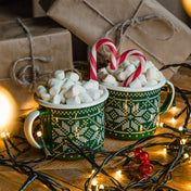 Emaljert Julekopp grønn 350ml, CHRISTMAS
