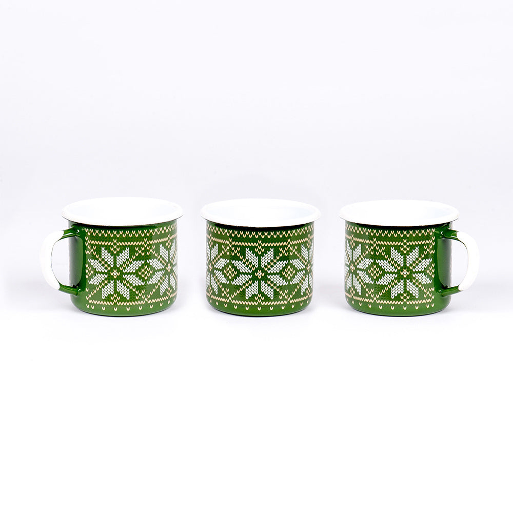 Emaljert Julekopp grønn 350ml, CHRISTMAS
