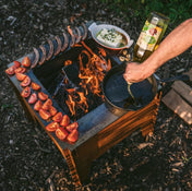 mat og grill på bålbanne renbrennende