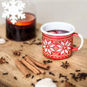 Emaljert Julekopp rød 350ml, CHRISTMAS