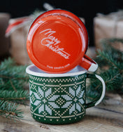 Emaljert Julekopp rød 350ml, CHRISTMAS